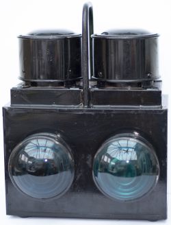 Dual lens lamp displaying green on both bullseyes stamped 3 times PRS C1777. Complete with dual