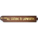 Great Western Railway platform indicator board ALL STATIONS TO LAPWORTH with Arrow. Double sided