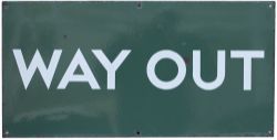 Southern railway enamel station platform sign WAY OUT. In very good condition with a few face