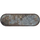 LNER cast iron doorplate BOOKING OFFICE. In as found condition with most of the paint removed,