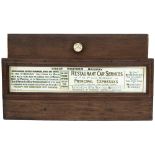 GWR mahogany framed and glazed carriage panel advertising RESTAURANT CAR SERVICES FOR 1st AND 3rd