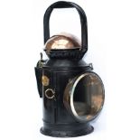 Great Western Railway pre grouping 3 Aspect Copper Top hand lamp stamped on the side and revolving