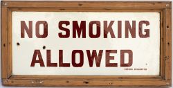 North Eastern Railway enamel station sign NO SMOKING ALLOWED. In very good condition complete with