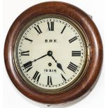 Midland Railway 8in fusee oak cased railway clock supplied circa 1900. The wire driven English fusee