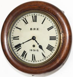 Midland Railway 8in fusee oak cased railway clock supplied circa 1900. The wire driven English fusee