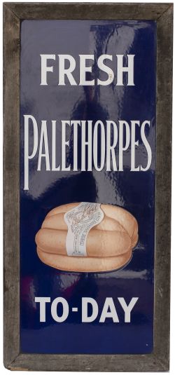 Advertising Enamel sign FRESH PALETHORPES SAUSAGES TO-DAY, semi pictorial with a packet of