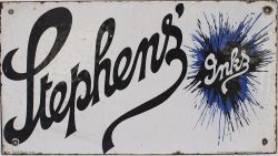 Enamel advertising sign STEPHENS INKS on one side and the other STATIONER AND NEWSAGENT. In very