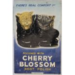 Advertising sign THERE'S REAL COMFORT IN POLISHED WITH CHERRY BLOSSOM BOOT POLISH with the 2 cats in