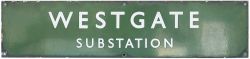 BR(S) enamel railway sign WESTGATE SUBSTATION. In excellent as removed condition. Measures 26in x