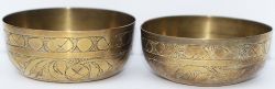 A pair of SER brass bowls, both stamped SOUTH EASTERN RAILWAY HOTEL DEAL HOTEL in Garter. Both are