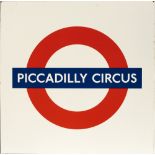 London Underground enamel Target/Bullseye station sign PICCADILLY CIRCUS. Measures 25.5in x 25.5in