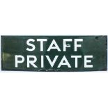 Southern Railway enamel doorplate STAFF PRIVATE. In good condition with a couple of face and edge
