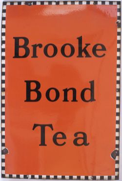 Advertising enamel sign BROOKE BOND TEA. In good condition with some edge chipping, measures 30in