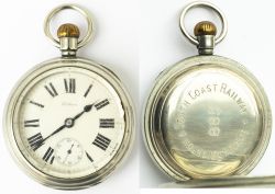 London Brighton and South Coast Railway nickel cased pocket watch with American Waltham Watch Co