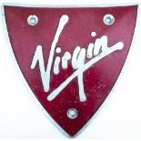 Virgin Pendolino Class 390 cast aluminium nose cone badge. In as removed condition with 390127