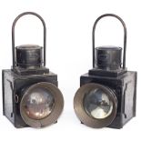 A pair of industrial locomotive headlamps both plated G.Polkey Ltd Manufacturers Birmingham and