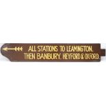 Great Western Railway platform indicator board ALL STATIONS TO LEAMINGTON. THEN BANBURY, HEYFORD &