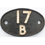 Shedplate 17B Burton 1935 to September 1963. This ex MR shed had an allocation of over 100 locos