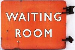 BR(NE) FF enamel railway sign WAITING ROOM with black edged letters. Double sided, both sides in