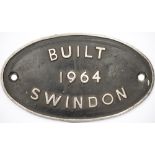 Worksplate Built 1964 SWINDON ex British Railways Class 14 diesel hydraulic in the number range