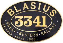 Replica Brass combined Name / Numberplate for GWR Dean Bulldog 4-4-0 3341 BLASIUS.