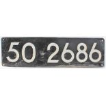 German locomotive Cabside Numberplate 50 2686. Ex class 50 2-10-0 loco built from 1939 onwards.