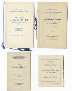 Early British Railways card Menus, quantity 4, all Chief Mechanical Engineers Department Foremen’s