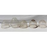 Pyrex glass Lamp Shades, quantity 5. One is 4.75in diameter, the other four are 5.75in diameter, one