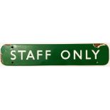 BR(S) enamel Doorplate STAFF ONLY. Some chipping.