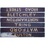 BR(M) Carriage Boards x 3, BROAD STREET/EUSTON, NORTHAMPTON/BLETCHLEY and TRING/WATFORD. All are