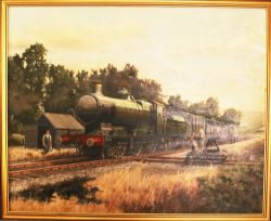 Original oil painting of GWR 0-6-0 number 2273 in rural countryside by Mike Webber. The painting was