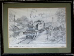 Pencil Sketch of 2-6-2T on a local train by Don Breckon. A sketch for a possible commission but