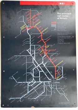 GNER melamine Map showing the principal rail routes of Britain with GNER routes highlighted in