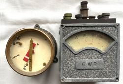 GWR brass cased Home Signal Repeater. Together with a GWR milli-amps/volts Meter stamped with