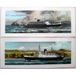 Carriage Prints, a loose pair comprising: M.V. Cambria British Railways Holyhead Dun Laoghaire