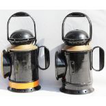 GWR brass collar 3 aspect Handlamp together with a BR(W) 4 aspect brass collar Handlamp. Both