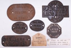 Wagon Plates comprising: Shipley Collieries Ltd Owners Nr Derby, elongated oval cast iron; Built