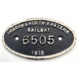 Worksplate 9x5 LONDON & NORTH EASTERN RAILWAY 6505 1918. Ex Robinson locomotive, built by NBL