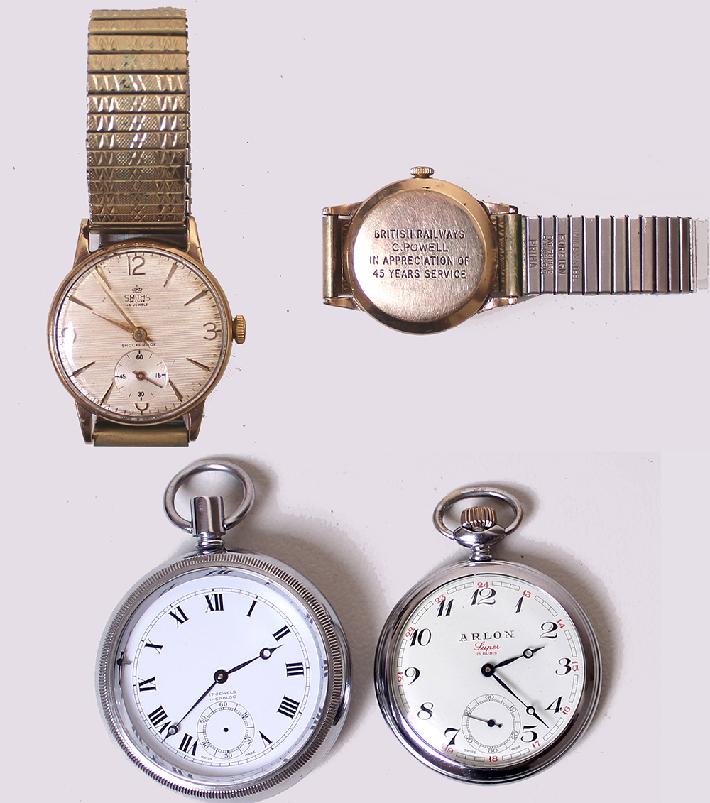 A 9ct gold presentation Wristwatch with expandable wrist strap, made by Smiths. Engraved on rear