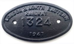 Worksplate 9x5 LONDON & NORTH EASTERN RAILWAY 1324 dated 1947. Ex Thompson B1 locomotive 61324,