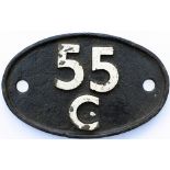 Shedplate 55C Farnley Junction October 1956-November 1966. This ex LNWR shed was transferred from