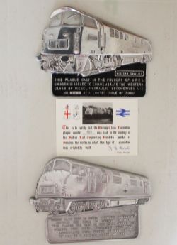 Swindon Works cast aluminium Commemorative Plaque, Warship 823 numbered 859 together with matching