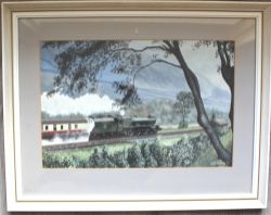 Original watercolour painting Tebay Troughs by Chris Holland depicting 46209 Princess Beatrice