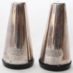 Pullman Salt & Pepper Pots, one of each made by Walker & Hall Sheffield and bearing the full Pullman