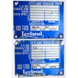 A pair of Leyland Vehicles Ltd Chassis Plates. Ex British Railways Class 142 Pacer No 55772 and