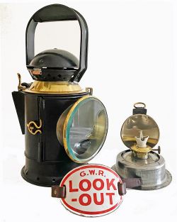BR-W 3 aspect, brass collared Guards Handlamp complete and tastefully restored. Together with a