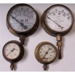 GWR brass cased, silvered dial 5in diameter Carriage Pressure Gauge with large company initials on