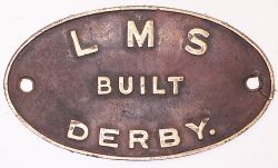 Worksplate LMS BUILT DERBY with the number 58209 chalked on rear. A Sheffield, Derby and Coalville