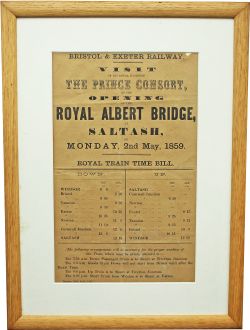 Bristol & Exeter Railway framed and glazed Handbill for the Visit of His Royal Highness The Prince