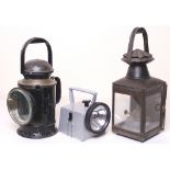 Handlamps, quantity 3 comprising: BR(W) brass collared 3 aspect complete with all glasses, reservoir